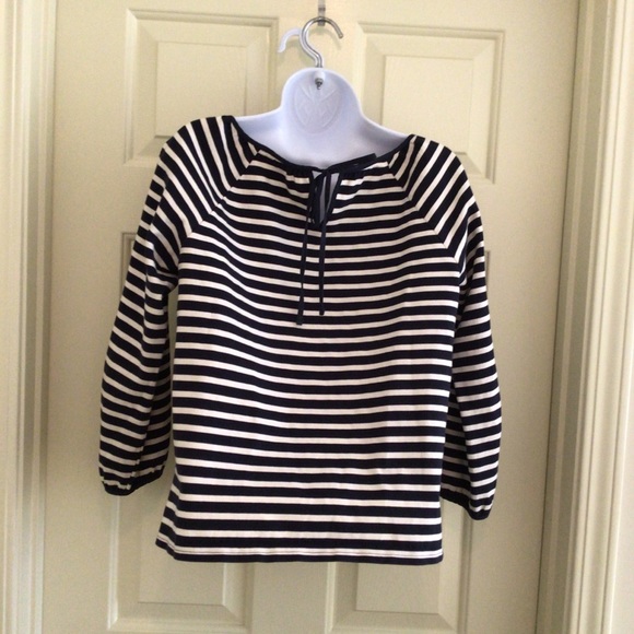 J. Crew Striped Peasant Top Striped Tie Back S - Picture 6 of 6